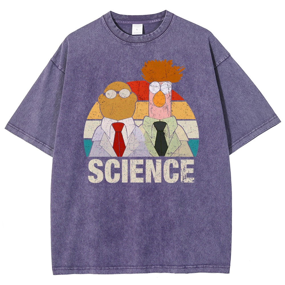 Retro Cartoon Scientists Science Washed T-Shirt 