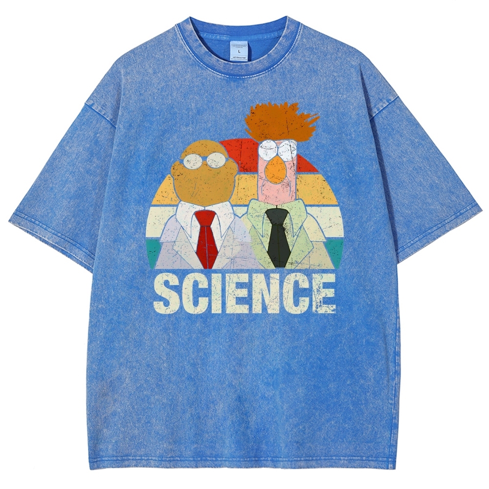 Retro Cartoon Scientists Science Washed T-Shirt 