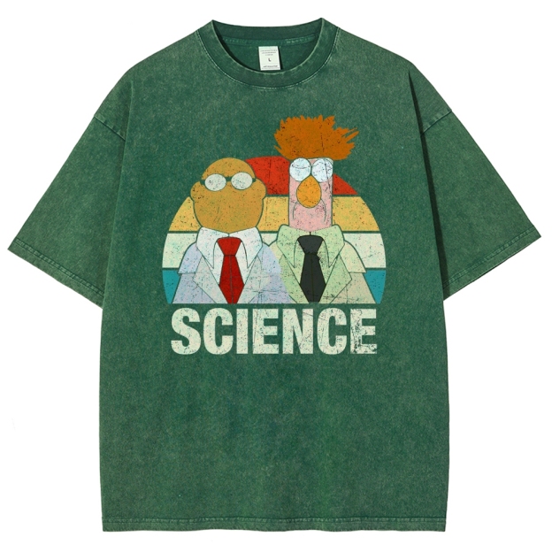 Retro Cartoon Scientists Science Washed T-Shirt 