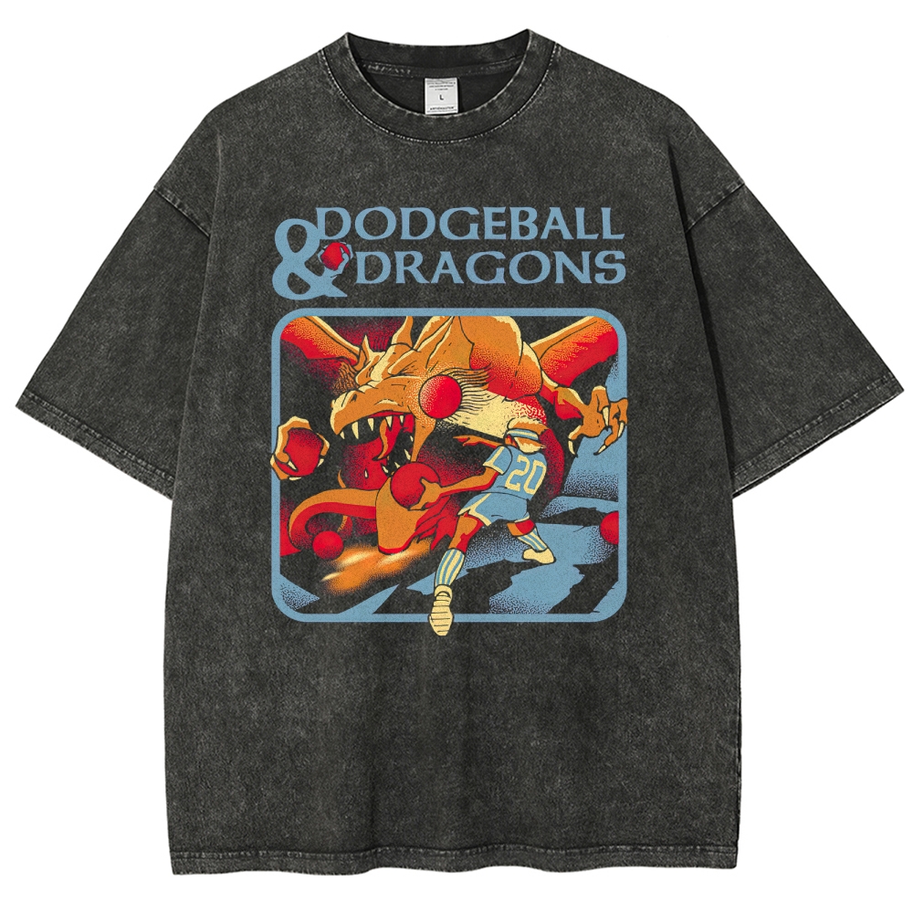 Fantasy Dragon Dodgeball  Washed T-Shirt 
