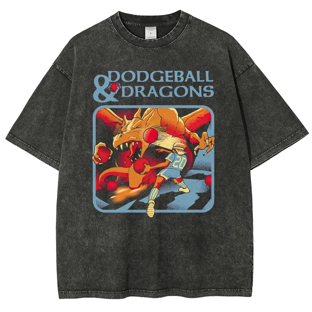 Fantasy Dragon Dodgeball  Washed T-Shirt 