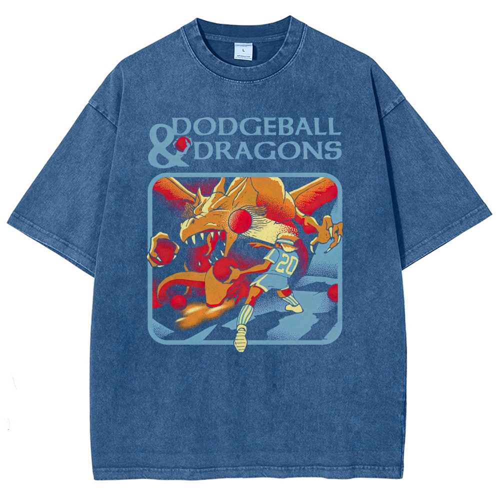 Fantasy Dragon Dodgeball  Washed T-Shirt 