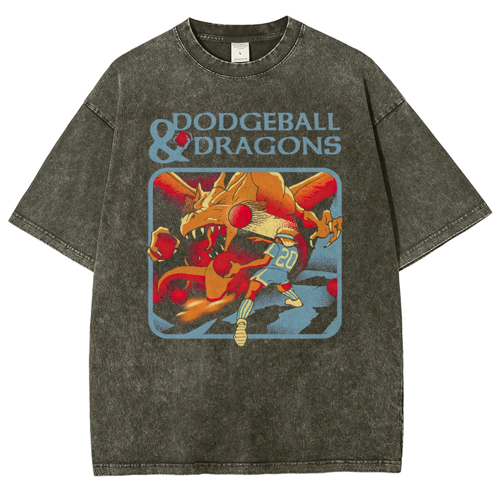 Fantasy Dragon Dodgeball  Washed T-Shirt 