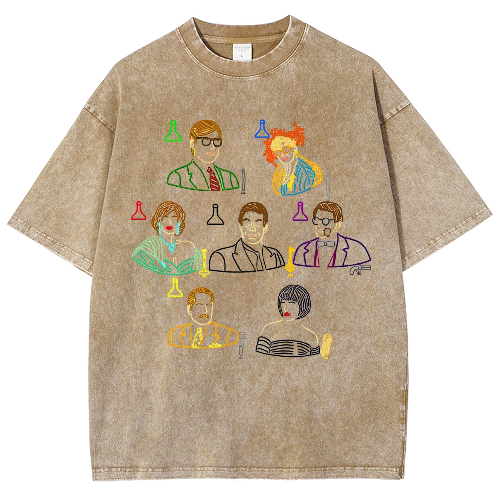 Clue Character Collage Washed T-Shirt