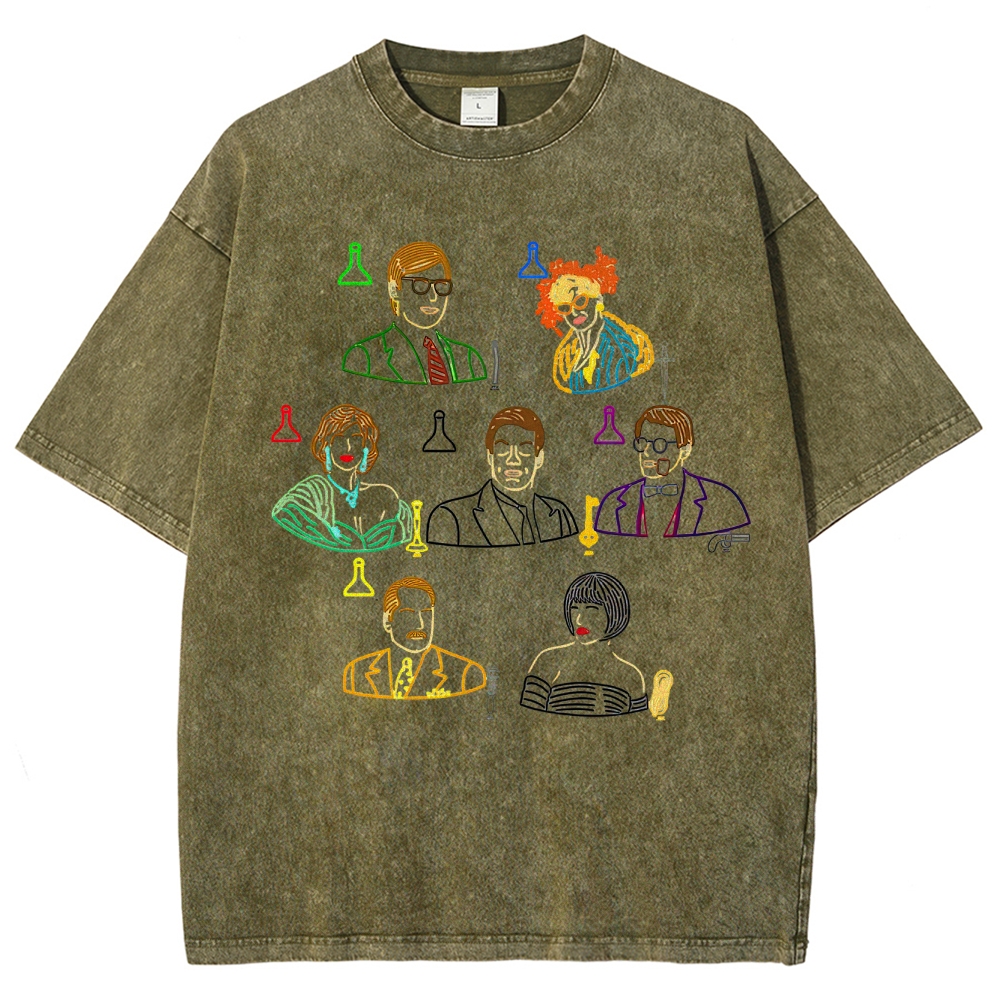 Clue Character Collage Washed T-Shirt