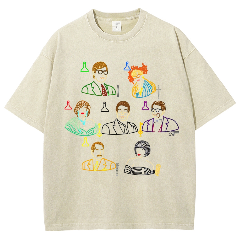 Clue Character Collage Washed T-Shirt