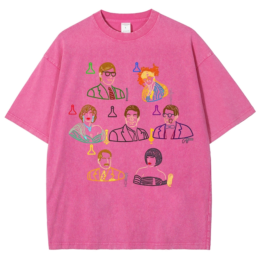 Clue Character Collage Washed T-Shirt