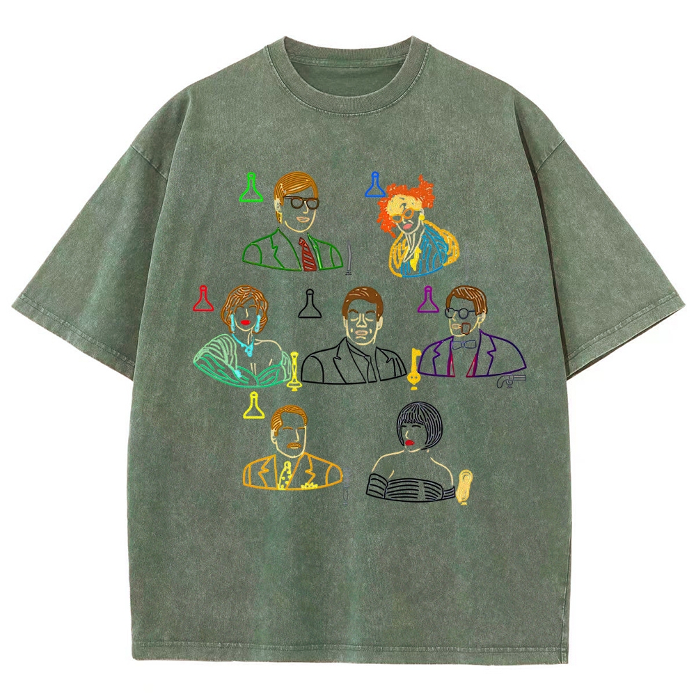 Clue Character Collage Washed T-Shirt