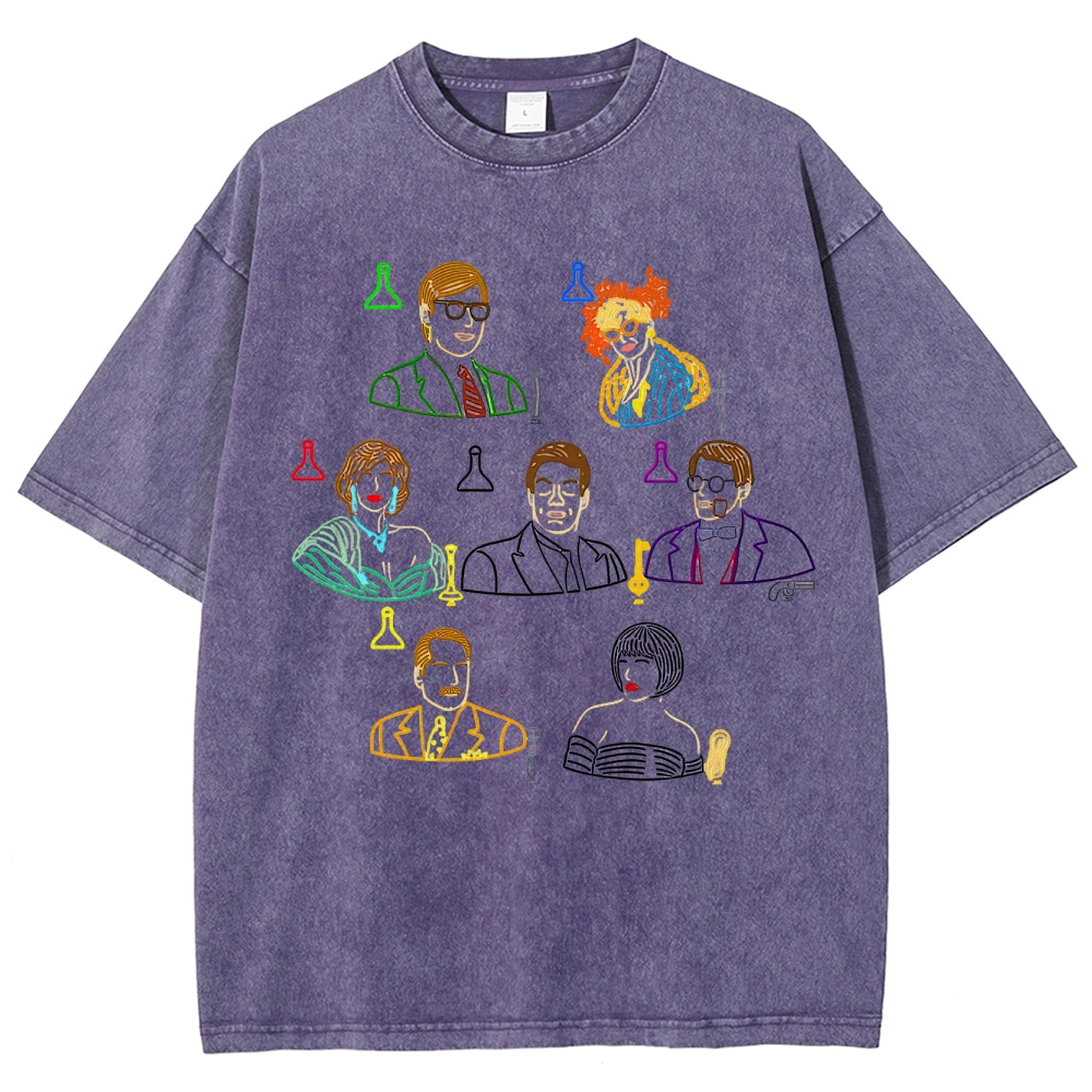 Clue Character Collage Washed T-Shirt