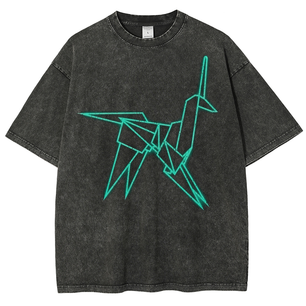 Origami Unicorn Washed T-Shirt