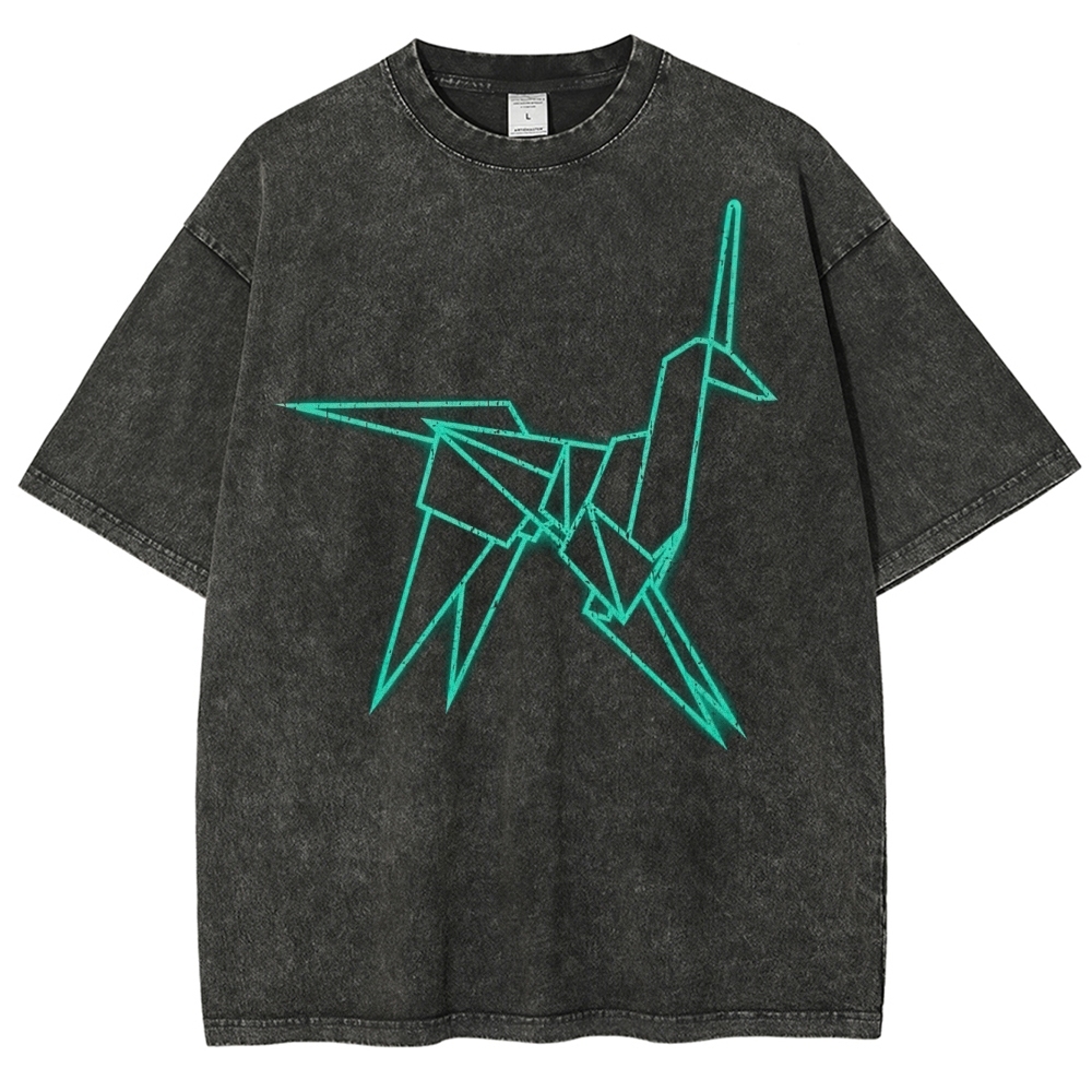 Origami Unicorn Washed T-Shirt