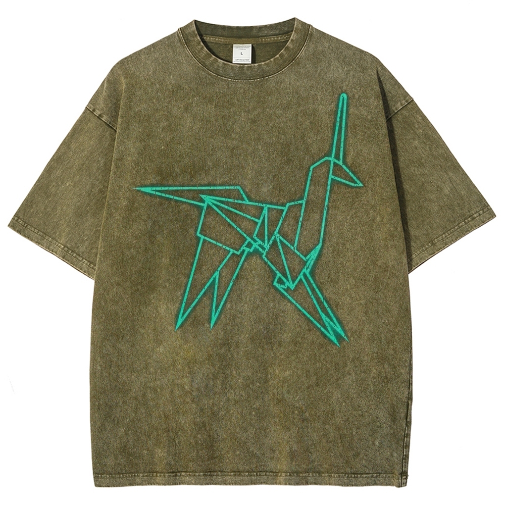 Origami Unicorn Washed T-Shirt