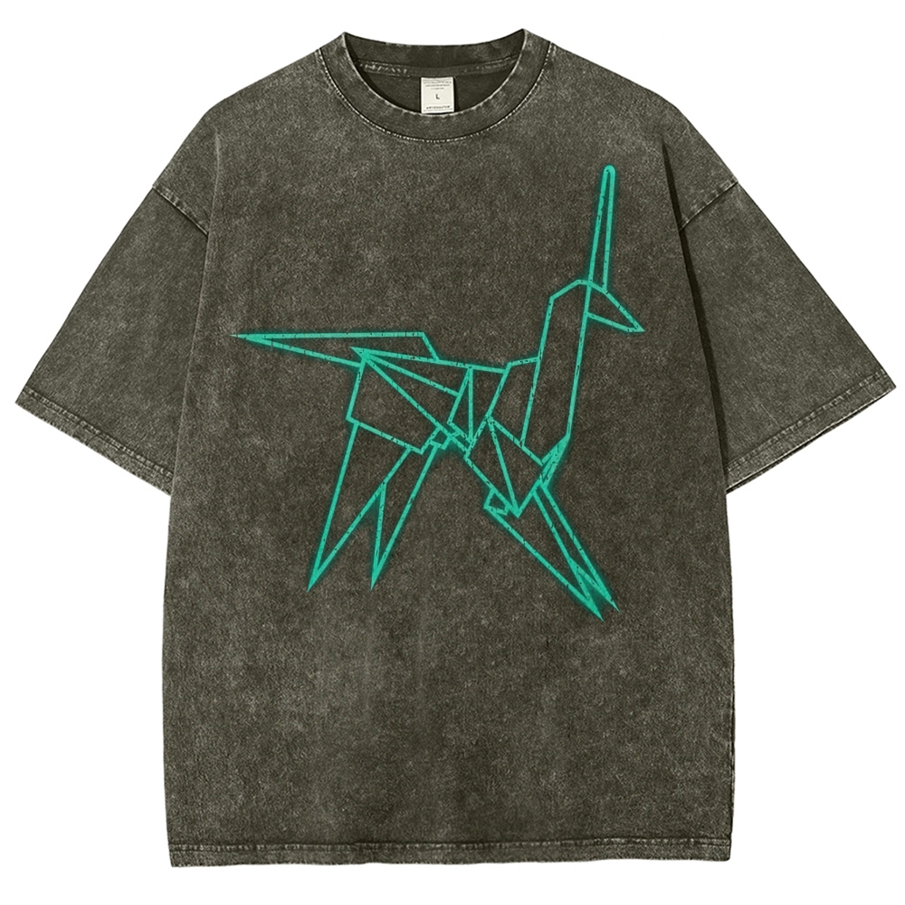 Origami Unicorn Washed T-Shirt