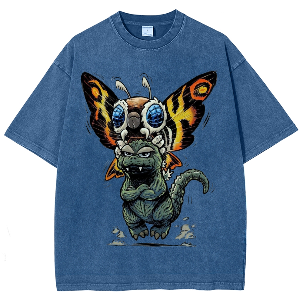 Chibi Godzilla & Mothra Washed T-Shirt