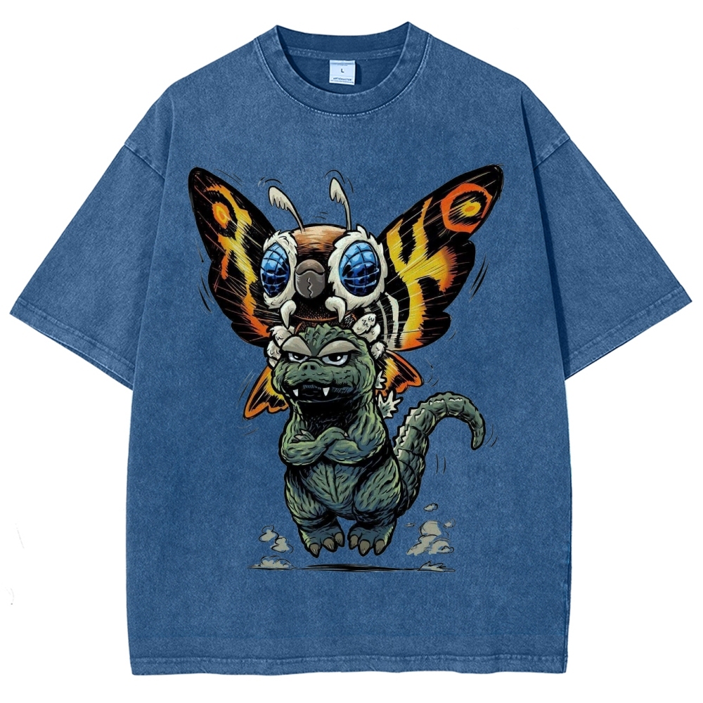 Chibi Godzilla & Mothra Washed T-Shirt
