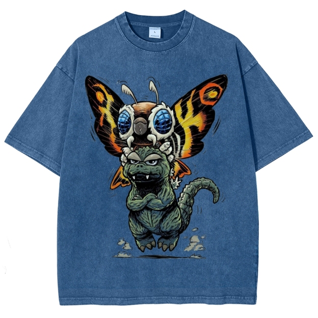 Chibi Godzilla & Mothra Washed T-Shirt