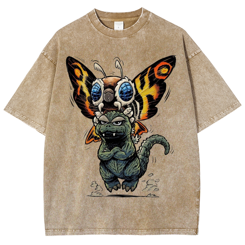 Chibi Godzilla & Mothra Washed T-Shirt