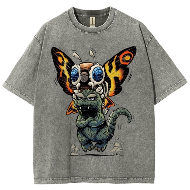 Chibi Godzilla & Mothra Washed T-Shirt