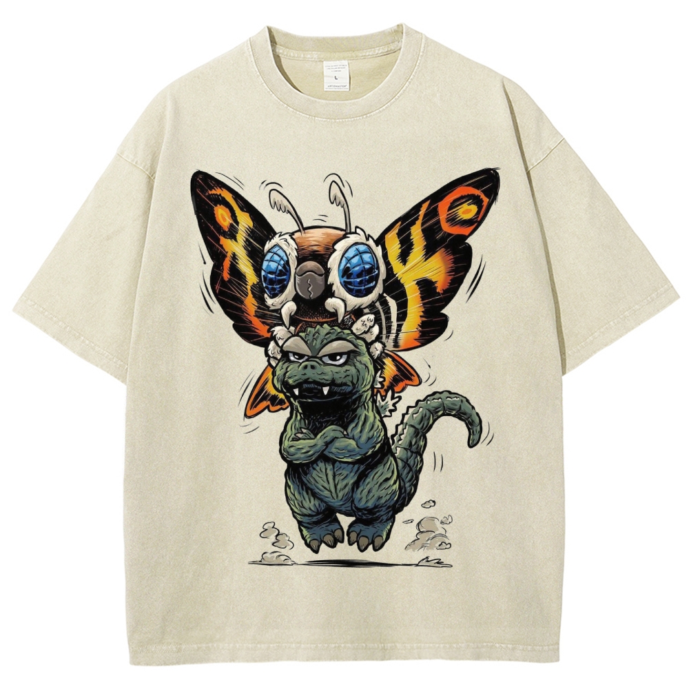 Chibi Godzilla & Mothra Washed T-Shirt
