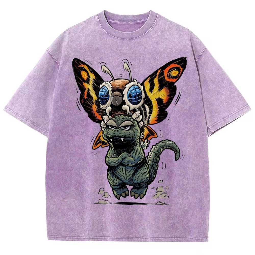 Chibi Godzilla & Mothra Washed T-Shirt