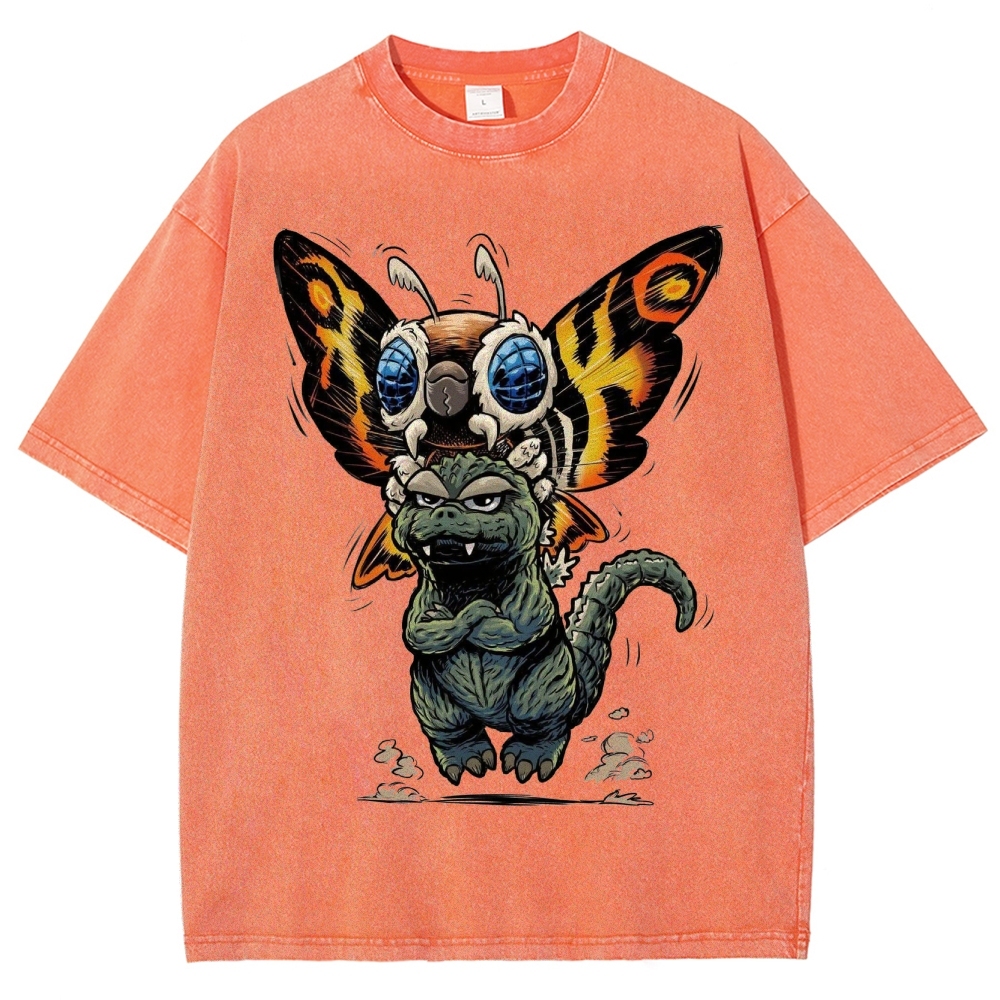 Chibi Godzilla & Mothra Washed T-Shirt