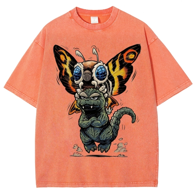 Chibi Godzilla & Mothra Washed T-Shirt