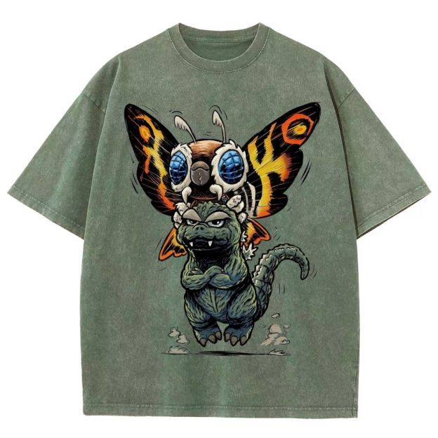Chibi Godzilla & Mothra Washed T-Shirt
