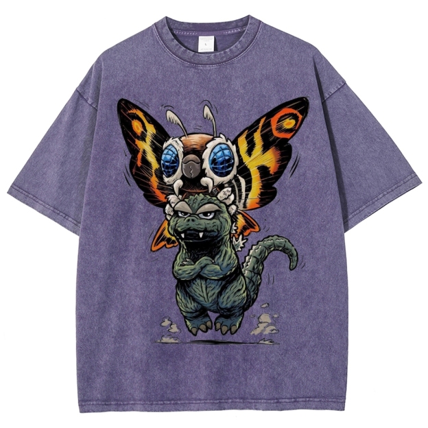 Chibi Godzilla & Mothra Washed T-Shirt