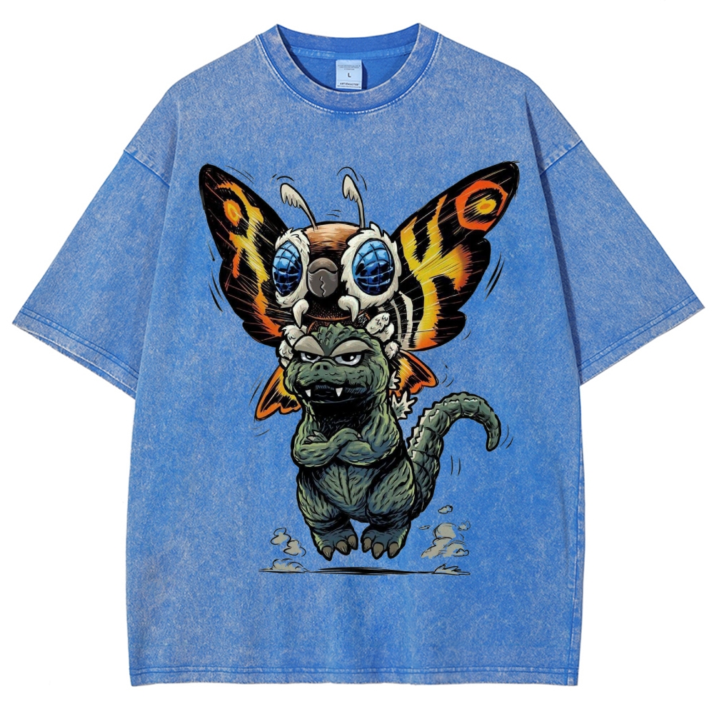 Chibi Godzilla & Mothra Washed T-Shirt
