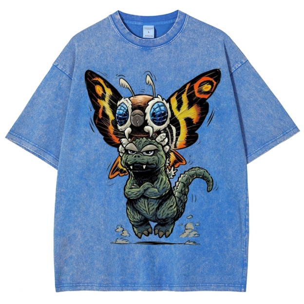 Chibi Godzilla & Mothra Washed T-Shirt