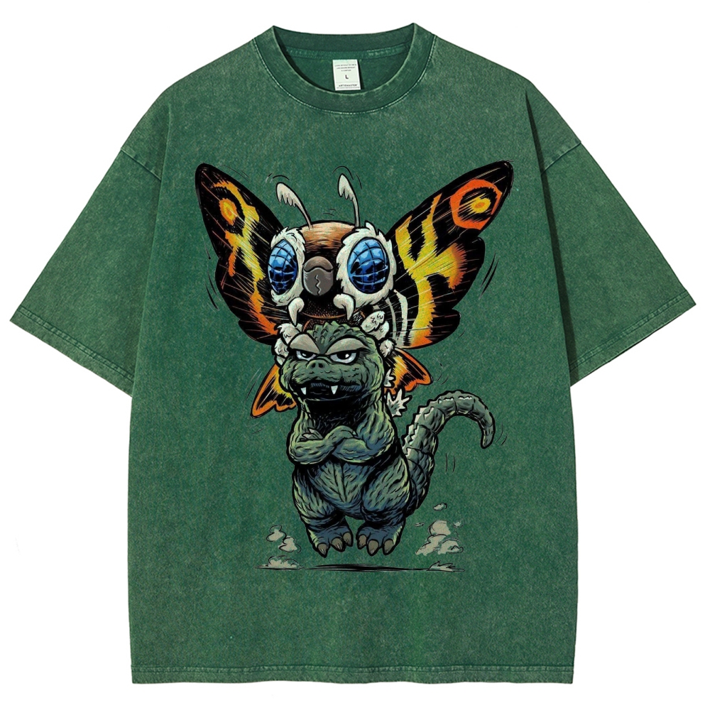 Chibi Godzilla & Mothra Washed T-Shirt