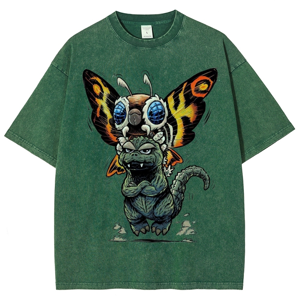 Chibi Godzilla & Mothra Washed T-Shirt