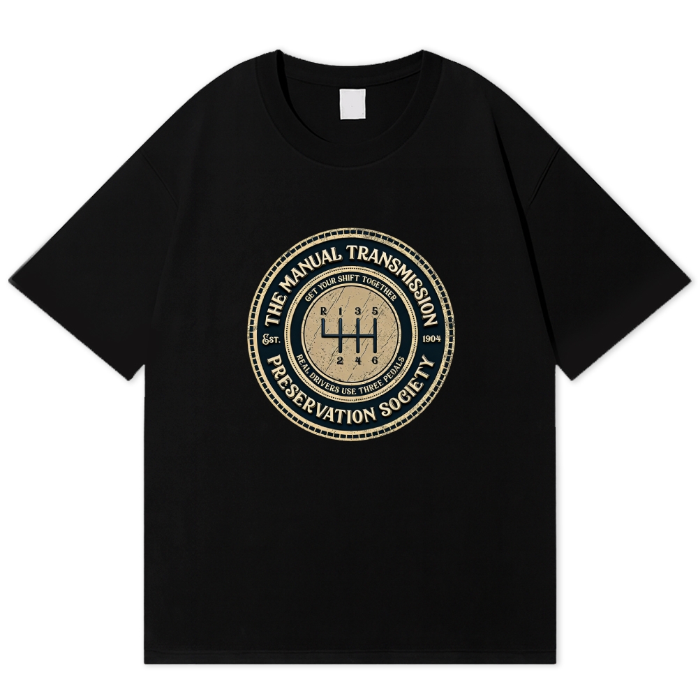 "Manual Transmission Preservation Society" Retro Car Enthusiast Cotton T-shirt