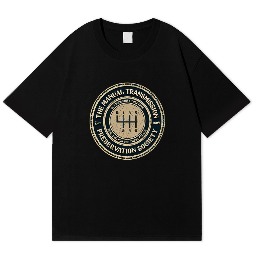 "Manual Transmission Preservation Society" Retro Car Enthusiast Cotton T-shirt
