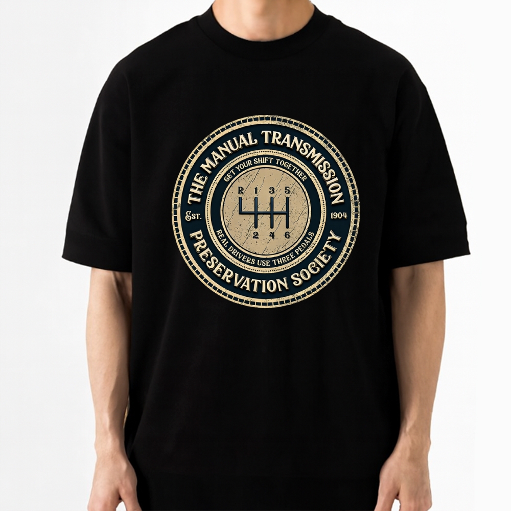 "Manual Transmission Preservation Society" Retro Car Enthusiast Cotton T-shirt