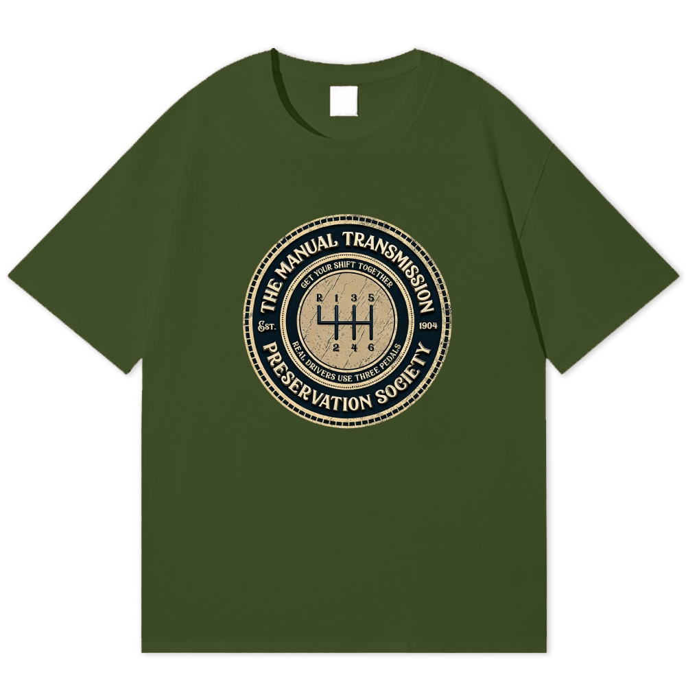"Manual Transmission Preservation Society" Retro Car Enthusiast Cotton T-shirt