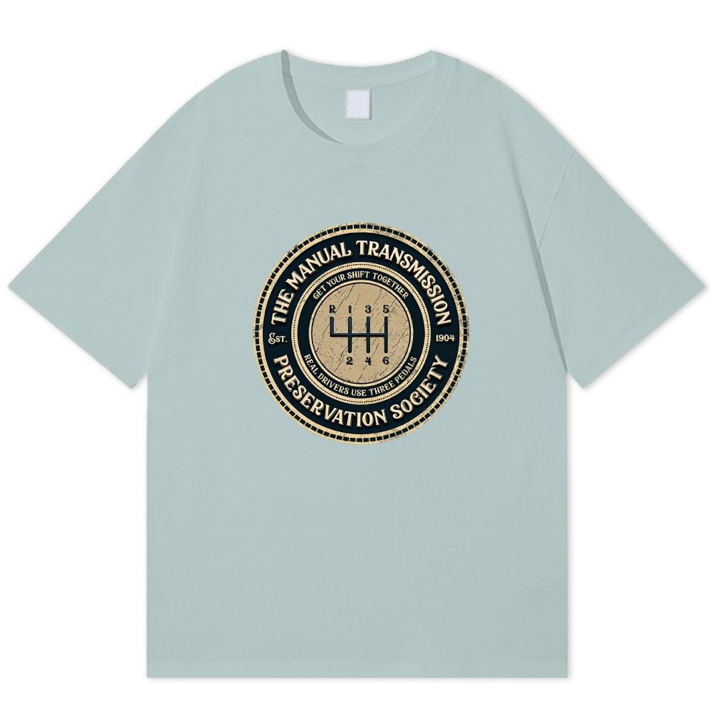 "Manual Transmission Preservation Society" Retro Car Enthusiast Cotton T-shirt