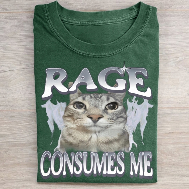 Rage Consumes Me Cat Vintage Washed Tee 