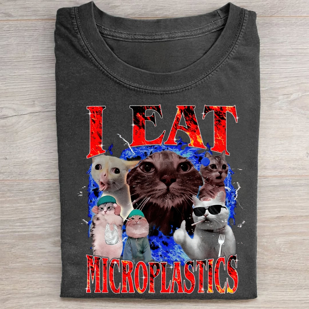 I Eat Microplastics Graphic  Vintage Washed Tee 