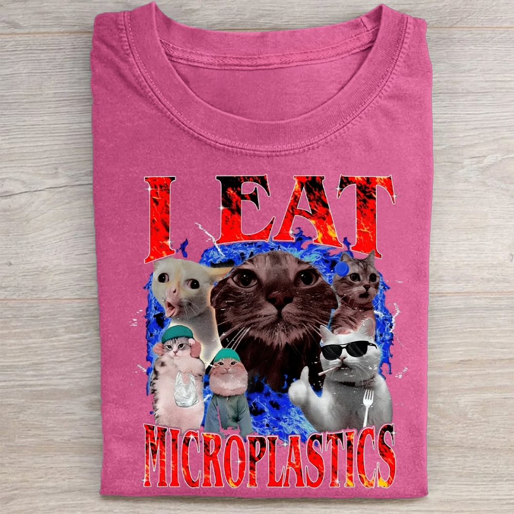 I Eat Microplastics Graphic  Vintage Washed Tee 