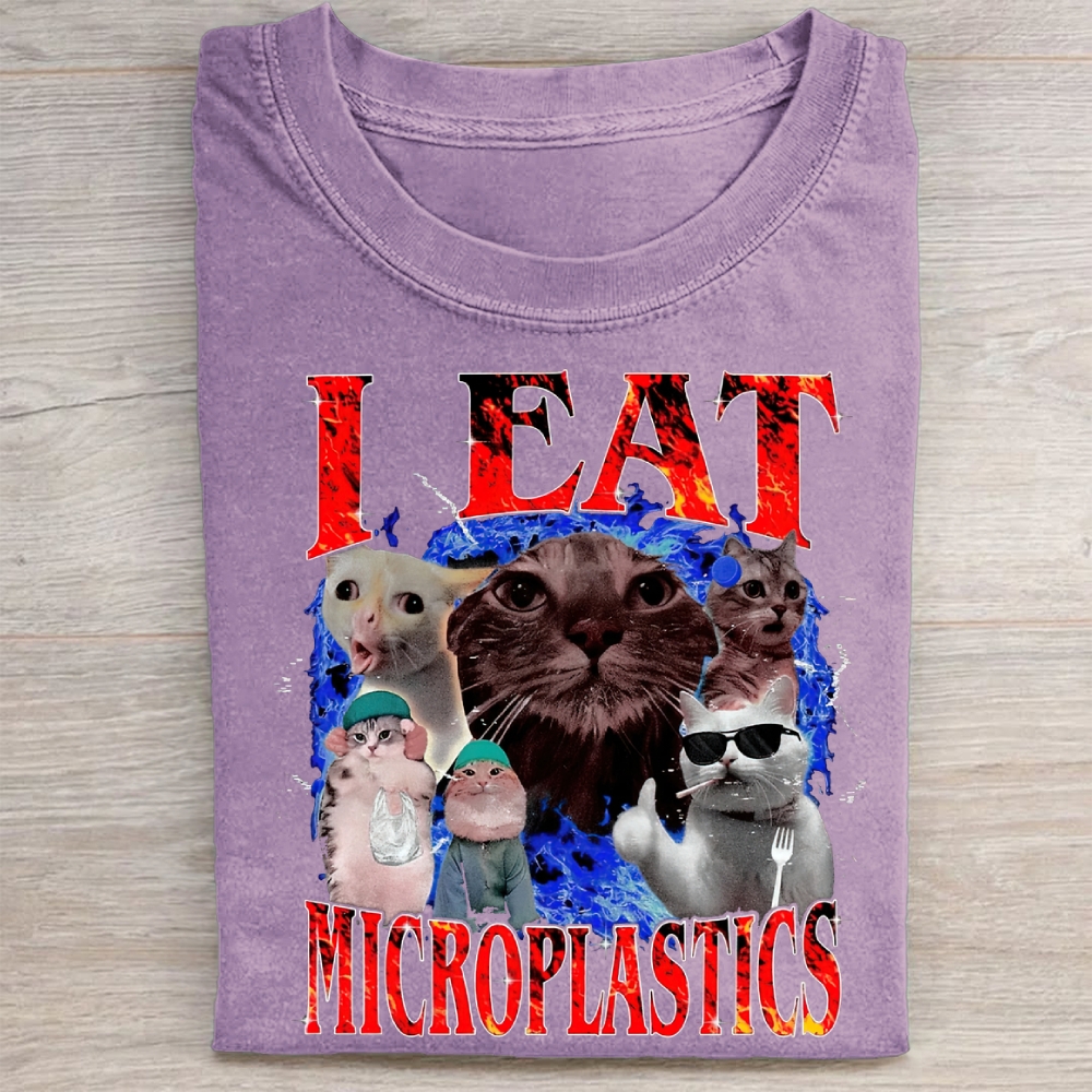 I Eat Microplastics Graphic  Vintage Washed Tee 