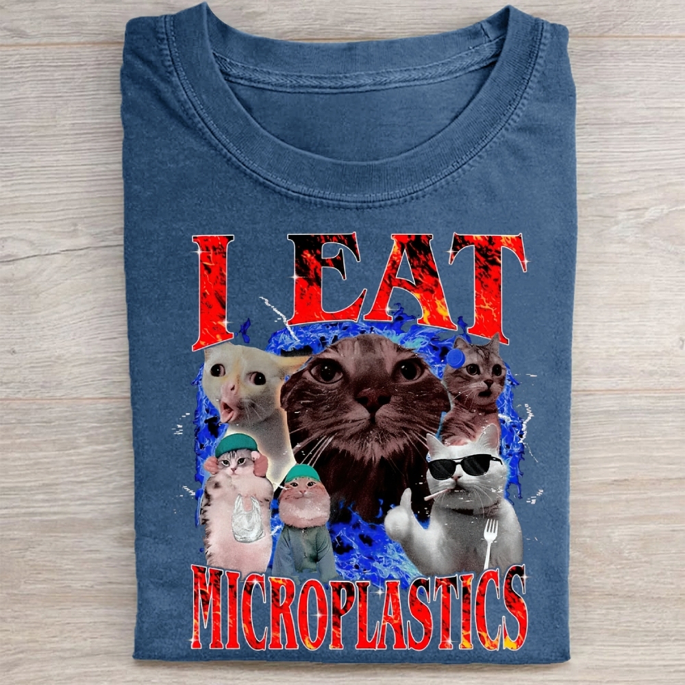 I Eat Microplastics Graphic  Vintage Washed Tee 