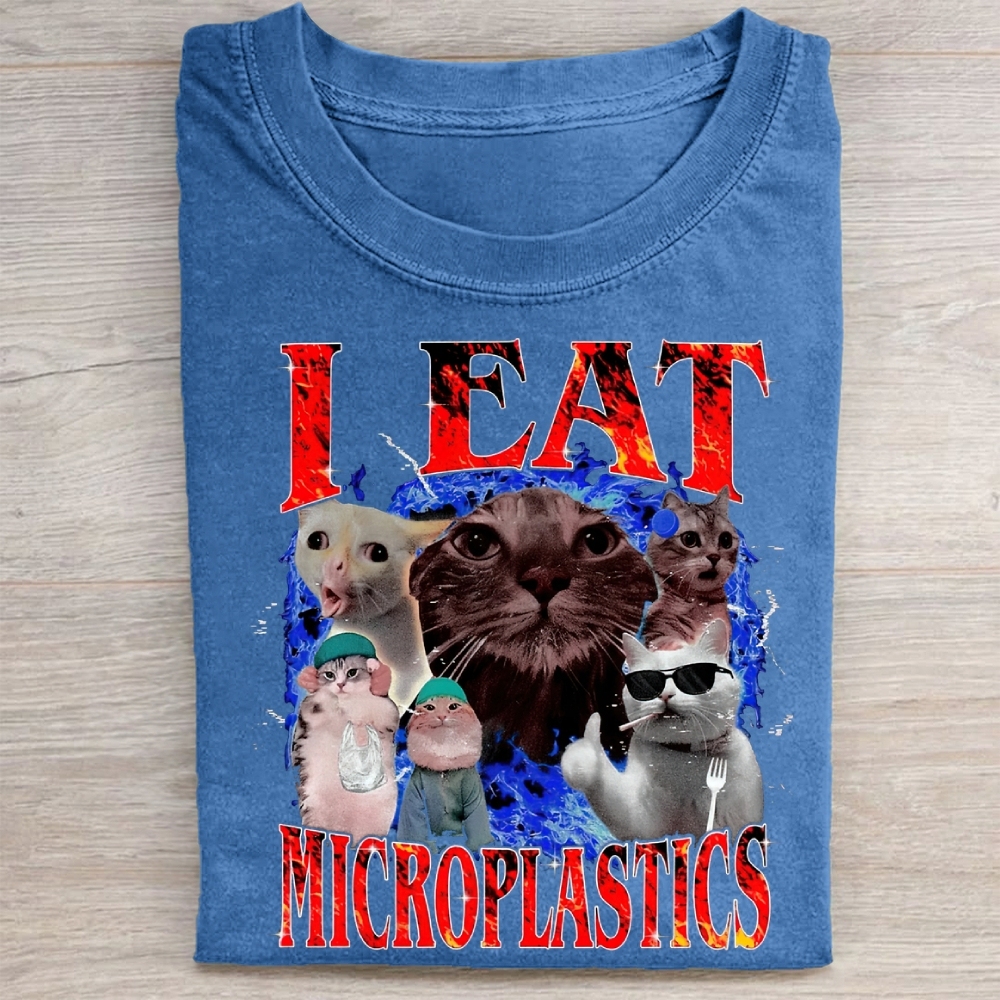 I Eat Microplastics Graphic  Vintage Washed Tee 