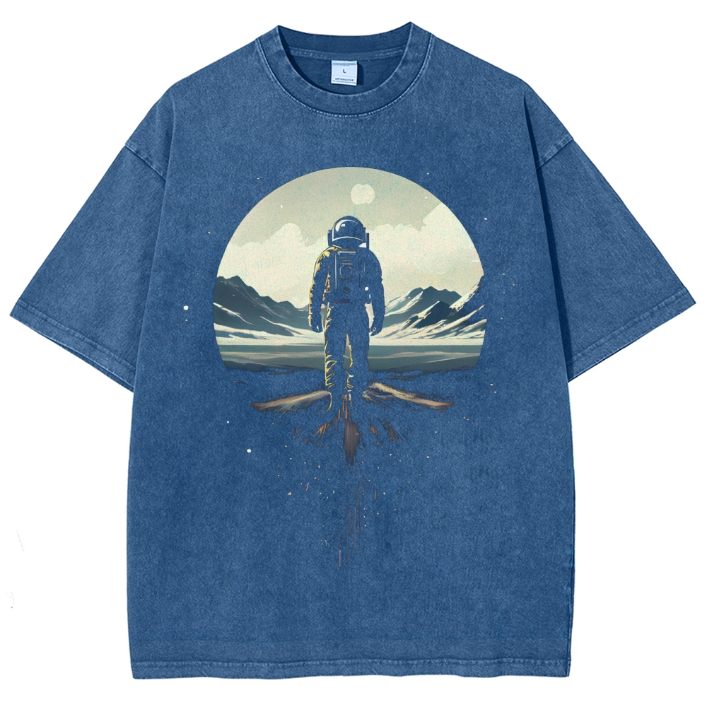 Astronaut Space Exploration Graphic Washed T-Shirt 