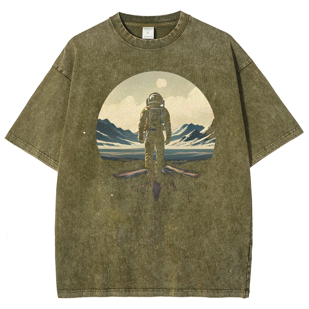 Astronaut Space Exploration Graphic Washed T-Shirt 