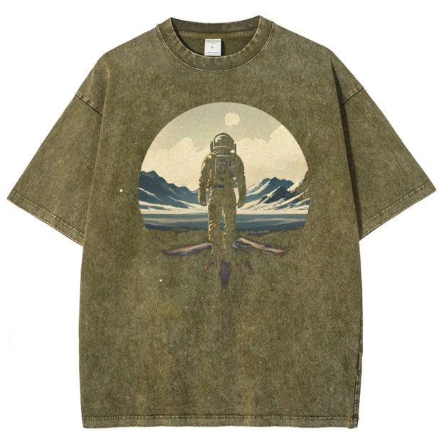 Astronaut Space Exploration Graphic Washed T-Shirt 