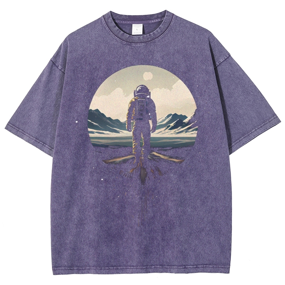 Astronaut Space Exploration Graphic Washed T-Shirt 