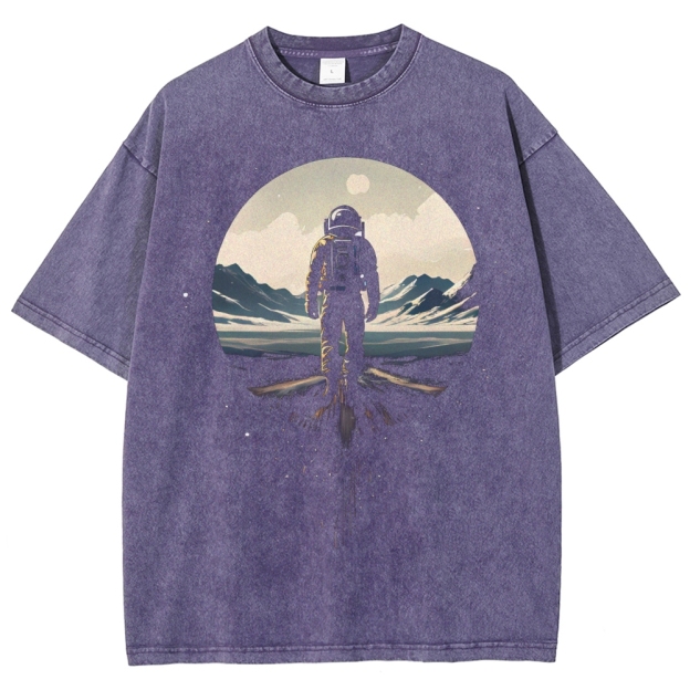 Astronaut Space Exploration Graphic Washed T-Shirt 
