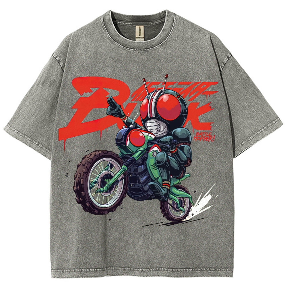 Chibi Kamen Rider Black Battle Hopper Washed T-Shirt