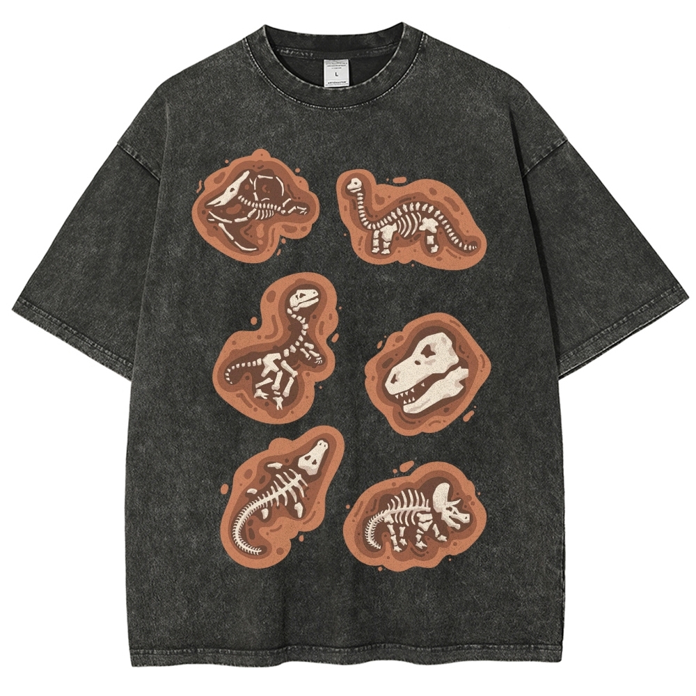 Dinosaur Fossil Excavation Washed T-Shirt